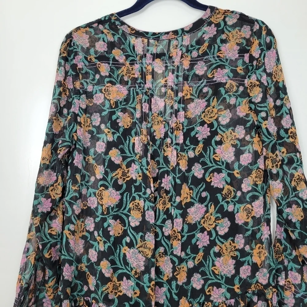 NWT Free People See It Through Floral Pleated Boho Maxi Dress Size Small - Picture 10 of 15